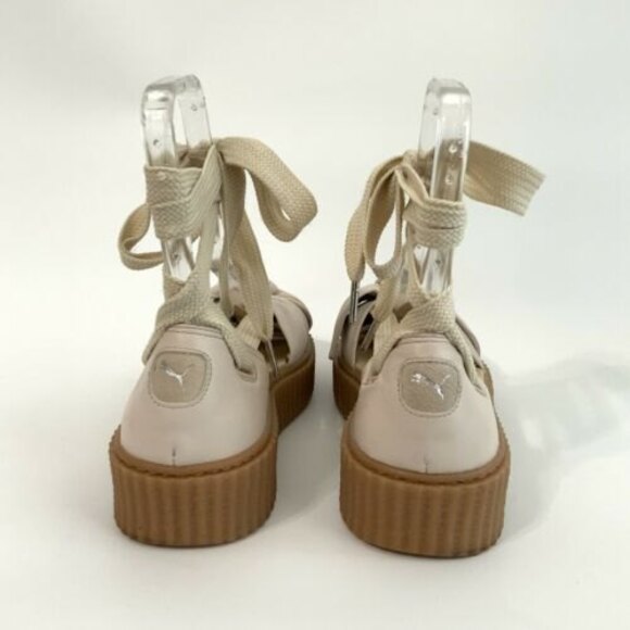 Fenty Puma by Rihanna Sandals 7.5 Leather Bow Front Platform Creeper - Picture 7 of 13